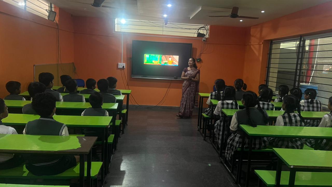 A smart board classroom at VIS Dugudihalli